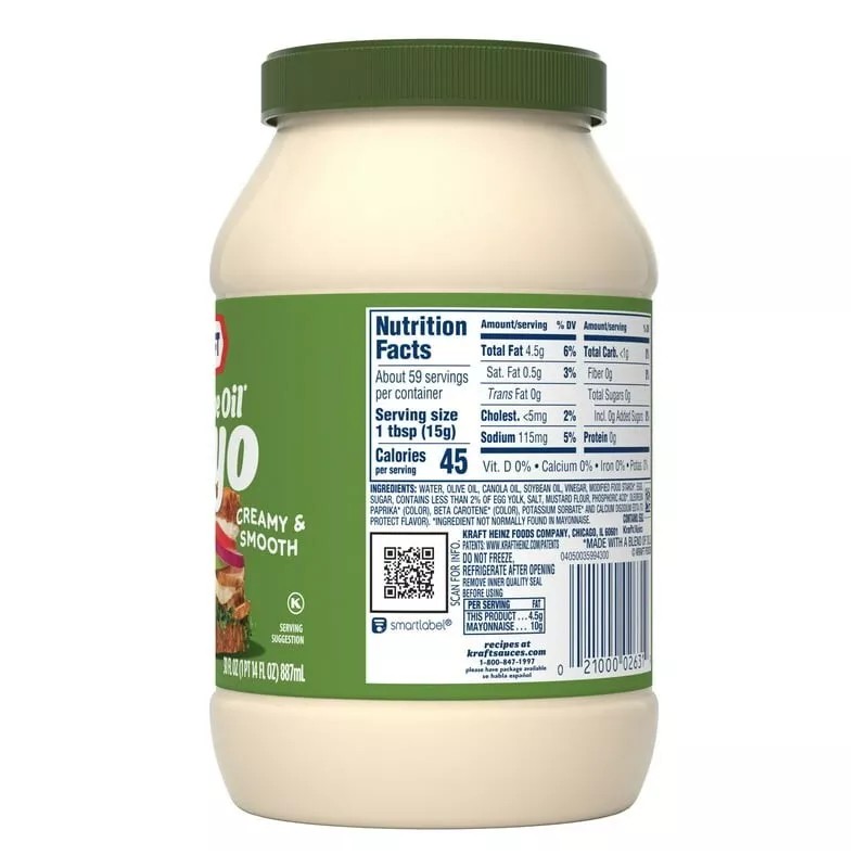 Kraft Mayo with Olive Oil Reduced Fat Mayonnaise 30 fl
