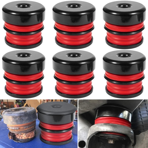 Silicone Body Mount Kit for 2008-2016 Ford F-250 F-350 Regular Cab Extended Cab Superior Silicone Cab Mount Bushings Improve Bumpy Ride Durable Components Outperforms OEM and PU Mounts (Red 6 Pack)