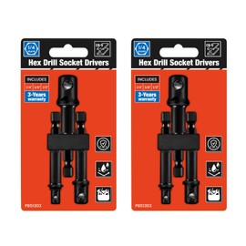 BLACKROBOT 6-Piece Impact Socket Adapter Set, 1/4" 3/8" 1/2" Drive, Hex Shank Drill Bits Adapter & Organizer for Automotive & DIY, Chrome Vanadium Steel with Black Phosphated Surface