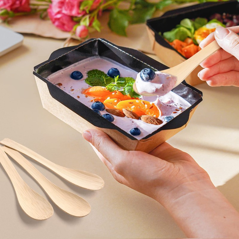 Bamboo Cutlery -200PK Bamboo Soup Spoon 6.7" Disposable Compostable Spoons