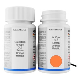 MG PRIME Autolack Lackstift Set für Opel GL5 Safran Orange Metallic Grundlack Basislack Klarlack je 50ml