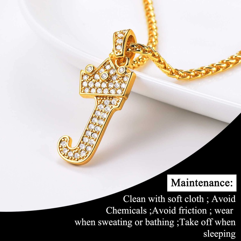 U7 Women Necklace Y2K Jewellery Pendant Necklaces Name Initial J