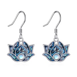 DAYLINLOVE Lotus Flower Earrings 925 Sterling Sliver Abalone Shell Lotus Flower Dangle Earrings Lotus Flower Jewellery Gifts For Women