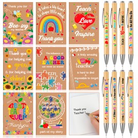 HOWAF 16pcs Teacher Appreciation Gifts in Bulk 8 Teacher Notebooks and 8 Teachers Pens, Notebooks Inspirational Gift for Teachers Office Gift Supplies Thank You Teacher Notebooks Ballpoint Pens