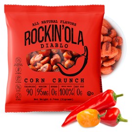 Rockin'Ola Corn Crunch, Back to School Snacks, Crunchy Whole Corn Kernels, Perfect for On the Go, All Natural Flavors, Allergen Free (25 Pack, Diablo)