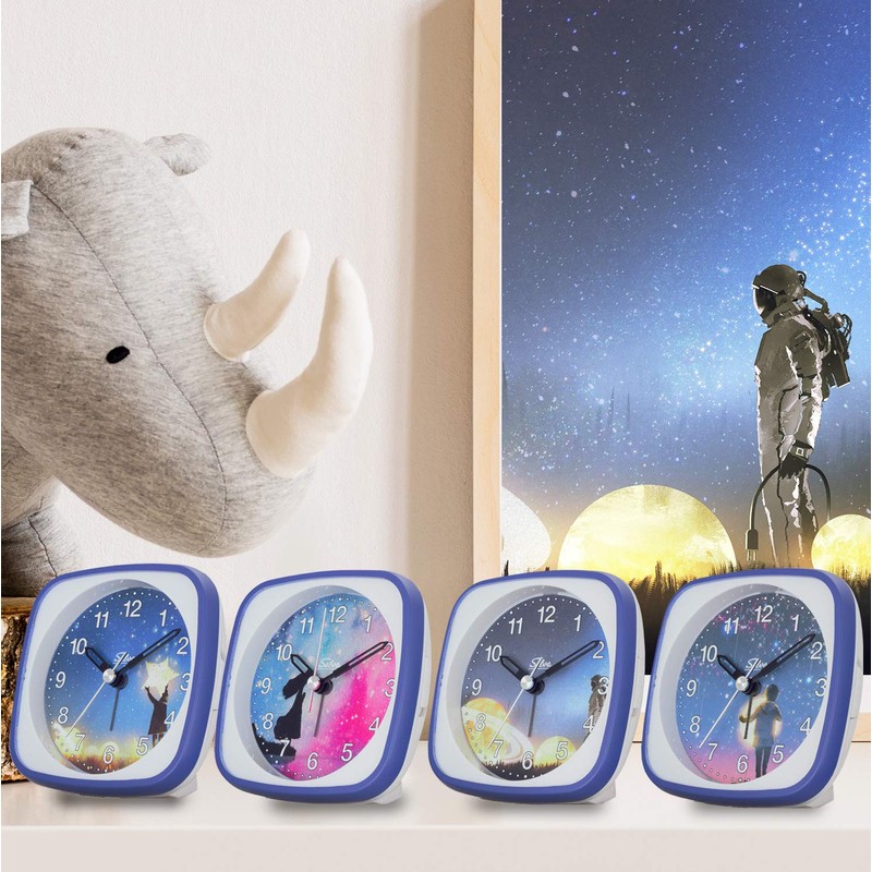 SELVA Children's Alarm Clock Starry Sky with Motifs Sweeping Second