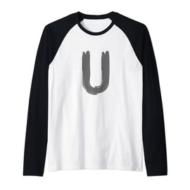 Creative Bold Dark Grey Letter U - Alphabet - Marker Design Raglan Baseball Tee
