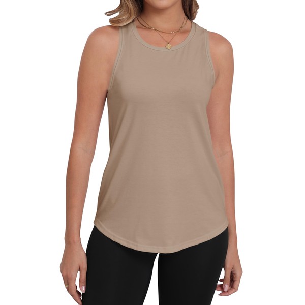 PRIMODA Womens Sleeveless Tank Tops Crew Neck Loose Fit Summer