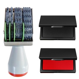 Biglumin Date Stamp - Date Self-Inking Stamp Egg Dating Set with Stamp, Red and Black Ink, for Egg Marking, Rolling Stamp, 32 x 4 mm Date Rubber Stamp, Year Month and Day