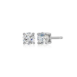 LUXLAB DIAMONDS Weight Equivalent .50 Carat Moissanite Stud Earrings for Women in Rhodium-Plated Sterling Silver, Moissanite Earrings for Women