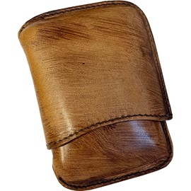 Etabeta Artigiano Toscano Cigar Case Made of Vegetable Tanned Genuine Leather, in Tuscany for up to 4 Half Cigars - Made in Italy, Brown Tamponed, brown