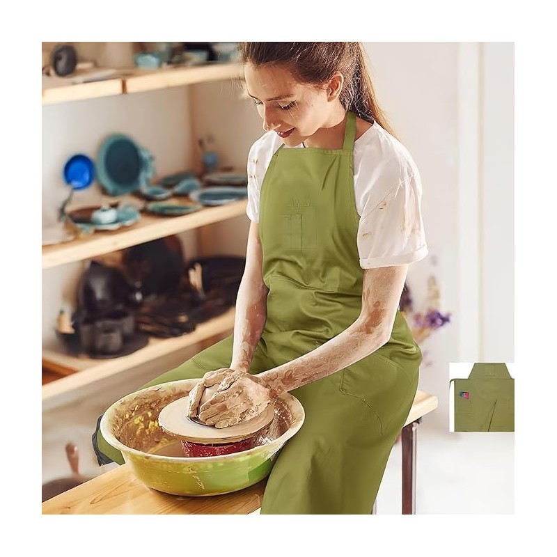 LYCN Pottery Split Leg Aprons, Full Coverage Cotton Canvas Potters