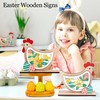 2PCS Easter Wooden Signs, Chicken Shape Natural Tabletop Decor Centerpiece
