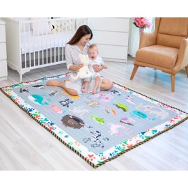 Moiré Baby A to Z Animal Learning Baby Play Mat Extra Large 76 in. x 58 Padded Crawling Carpet for Babies (A to Z Animal)