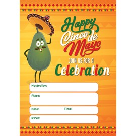 Stonehouse Collection | Mexican Fiesta Party Invitations | Cinco de Mayo Theme Invites | Set of 25 Taco Party Invitations (Cinco De Mayo)
