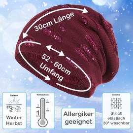 Compagno Women's Winter Hat with Sequins Warm Lined Beanie Knitted Hat Cap One Size -