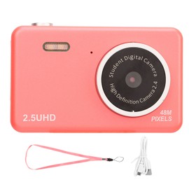 2.5K HD Selfie Camera 8 Times Zoom Automatic Light Sensitivity Compact Cute Dual Lens Digital Camera for Student Pink