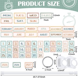 Chiisong Boho Calendar Bulletin Board Set Classroom Flip Calendar with Holder for Teacher Must Have Classroom Set Include Adjustable Holder and 53 Date Cards for School Decor Supplies