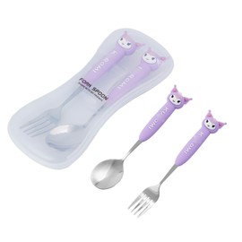 CNEISEJK Kawaii Kitty Print Portable Utensils with Case Cartoon Reusable Flatware Set Chopsticks Fork Spoon Set for Travel Picnic (CJ 2KUM 2406), Middle, Pink