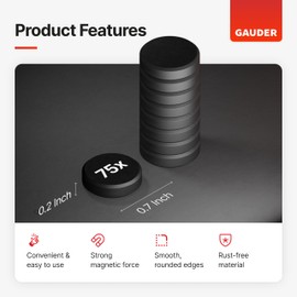 GAUDER Black Magnets for Crafts (0.7" x 0.2") | 75x Ceramic Industrial Magnets Strong | Ferrite Magnets for Fridges, Whiteboards and Notice Boards