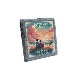 Brothers Slate Coaster – Side by Side, Heart to Heart Sunset Design (slco-kf25-sidebysidehg)