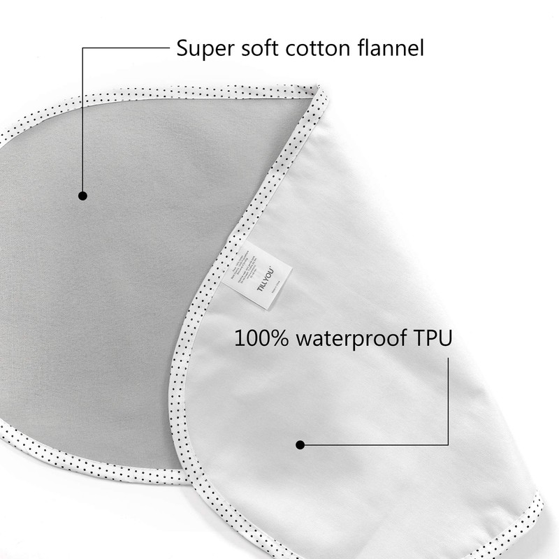 TILLYOU Waterproof Changing Pad Liners 6 Pack, 100% Cotton Reusable
