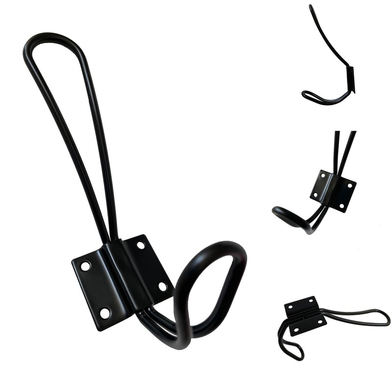 Beilala Coat Hooks Black, 5 Pack Rustic Metal Wire Wall