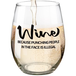 Fatbaby Funny Wine Glass Gifts For Women Coworkers, Sarcastic Wine Glass Gifts For Best Friends Sisters Besties, Christmas Birthday Mother's Day Gifts Stemless Wine Glass for Wine Lover 15 OZ
