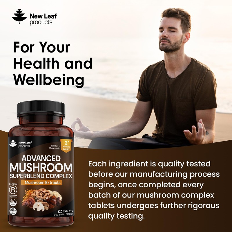 Mushroom Complex - Lions Mane + Cordyceps Chaga Reishi Shiitak,Maitake