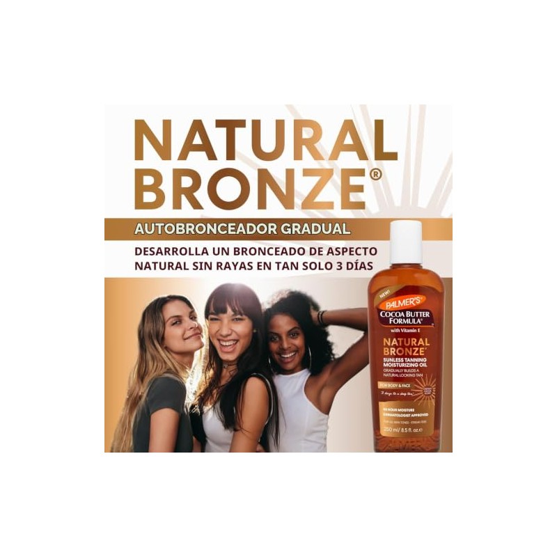 Palmers Cocoa Butter Formula Natural Bronze, Aceite Corporal Autobronceador Humectante,
