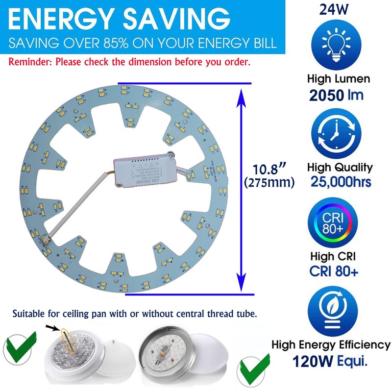 OLYMSTAR - Kit de luz LED de repuesto para ventilador