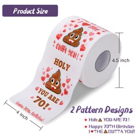 70th Birthday Gifts for Women, Men, Her, Him - Happy Prank Toilet Paper - 70th Birthday Decorations, Party Supplies Favors - 70 Years Old Funny Gag Gift Ideas, Novelty Bday Present for Friends, Family