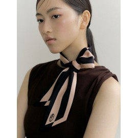 Abinafel르 Avinapelle Frame Long Twilly Silk Scarf - Black/Beige