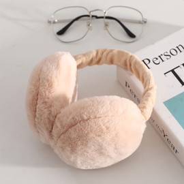 NICEYY Kids Earmuffs, Cold Protection, Winter, Ear Covers, Fluffy, Foldable, Length Adjustable, Portable, Cute, Junior, Unisex, Outdoor, School, Kindergarten, Khaki