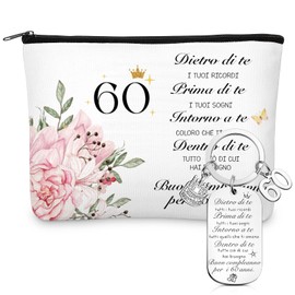 Xuniea 60th Birthday Gift for Women Cosmetic Bag for Women Socks and Keychain Gift Ideas for Women Wife Mom Grandma Daughter Sister Girlfriend Teen (Number 60), As shown in the picture, Number 60