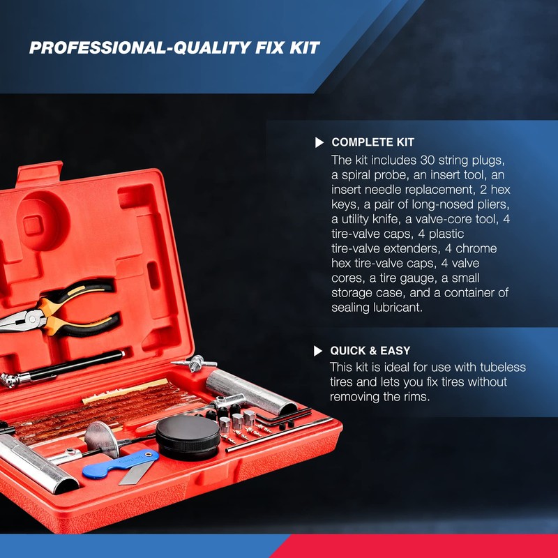 TOOLUXE 50003L Universal Heavy Duty Tire Repair Kit | 57