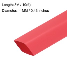 sourcing map Heat Shrink Tubing, 17mm Flat Width 2:1 Heat Shrink Wrap Cable Sleeve Tube 3 m Red