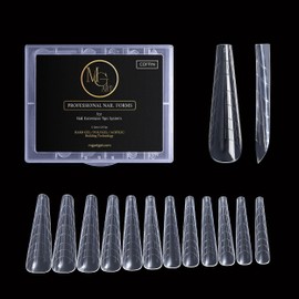 MGART Dual Nail Forms COFFIN Extension Structure Poly gel Nail Forms Full Cover Nail Molds 12 Sizes for Solid Gel Glue Art Design Salon&DIY
