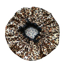 EleCharm Designer Reusable Shower Cap, Leopard Stylish Bath Cap Double Layers Waterproof Bathing Shower Hat
