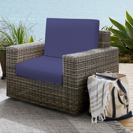 Metliv Outdoor Deep Seat Cushion Set 24" x 24", Water Repellent & Fade Resistant Cushion for Patio Furniture, Back & Seat Cushion with Removable Covers for Sofa, Couch, Navy