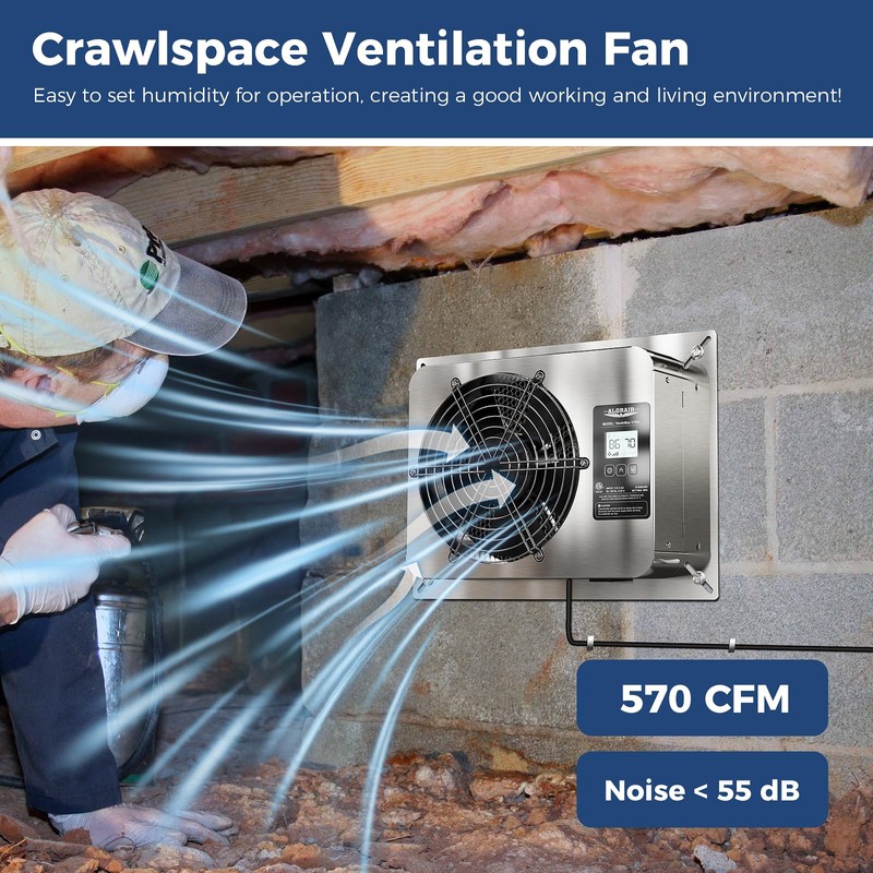 ALORAIR 570 CFM Crawl Space Ventilator Fan, IP55 Rated Basement