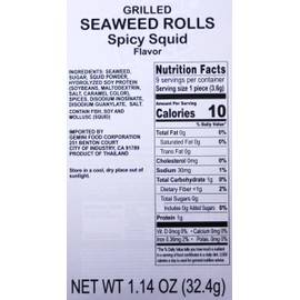 Taokenoi Grilled Seaweed Big Roll -Spicy oz 1.27oz x3pk (Spicy Grilled Squid Flavour)