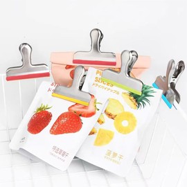 4 Pack Stainless Steel Chip Bag Clips, Heavy Duty Metal Food Bag Storage Clip, Food Bag Clamps with Rubber Edging for Coffee Food Bread Bags, Kitchen Home Usage