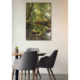 Artprints1stop Canvas Print Wall Art - A Woodland Stream, 1895 by Danish Painter Peder Mørk Mønsted - 16x24 inches