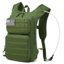wotony Hydration Backpack with Water Bladder for Hiking Tactical Hydration Pack for Men Women Molle Water Backpack for Hiking (Army Green, 2L-Bladder)