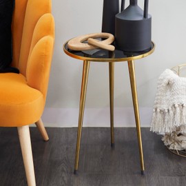 Deco 79 Aluminum Accent Table with Shaded Glass Top, 15" x 15" x 22", Gold