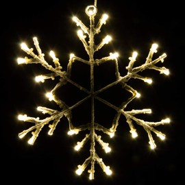 Nipach GmbH Snowflake 36 LED Warm White with Snow Look Diameter 30 cm Window Decoration Window Light Window Decoration Transformer Timer Outdoor Decoration Christmas Decoration Light Decoration Xmas