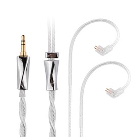 Fezzlo 8 Core Silver Plated IEM Cable, QDC-C Pin SPC Earphone Cord Compatible for KZ ZSN ZSX ZS10 PRO NF2u AS16 TRN MT1 PRO ST2 CCA C12 C10 PRO Recessed 2pin IEMs 4.9ft 3.5mm