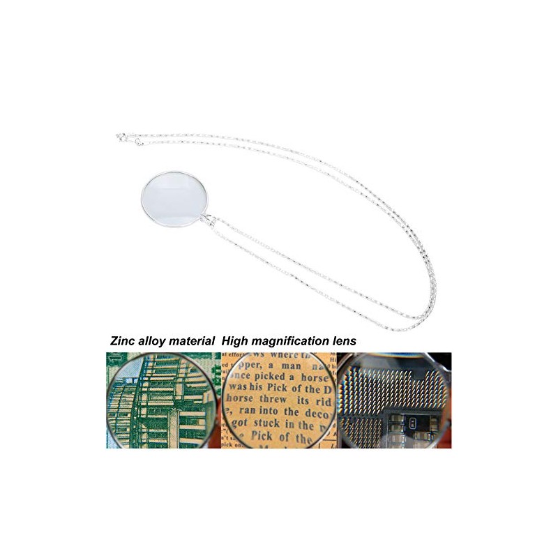 Lupa de Lectura Portátil con Collar 5X Aumento, Lupa Colgante