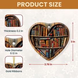 Tiny Detalles Book Lovers Ornament 2024, Gift for Book Lovers, Vintage Christmas Ornaments for Christmas Tree, Book Club Decorations, Ceramic Christmas Hanging Ornaments 2024